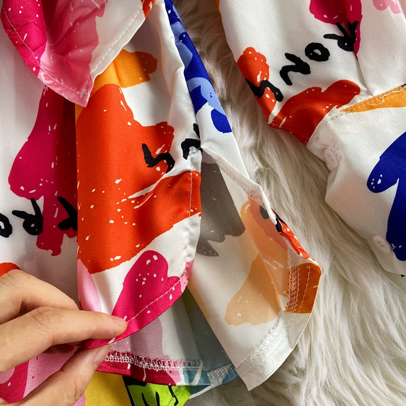 Lac-up Düzensiz Tie-dye Saten Bluz