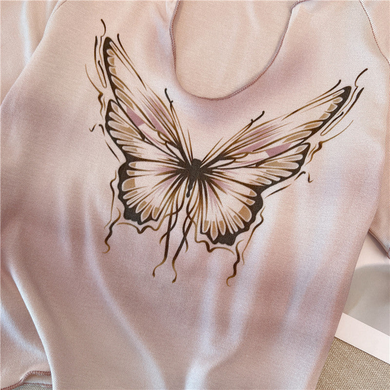 Vintage Açık Yaka Baskılı T-shirt