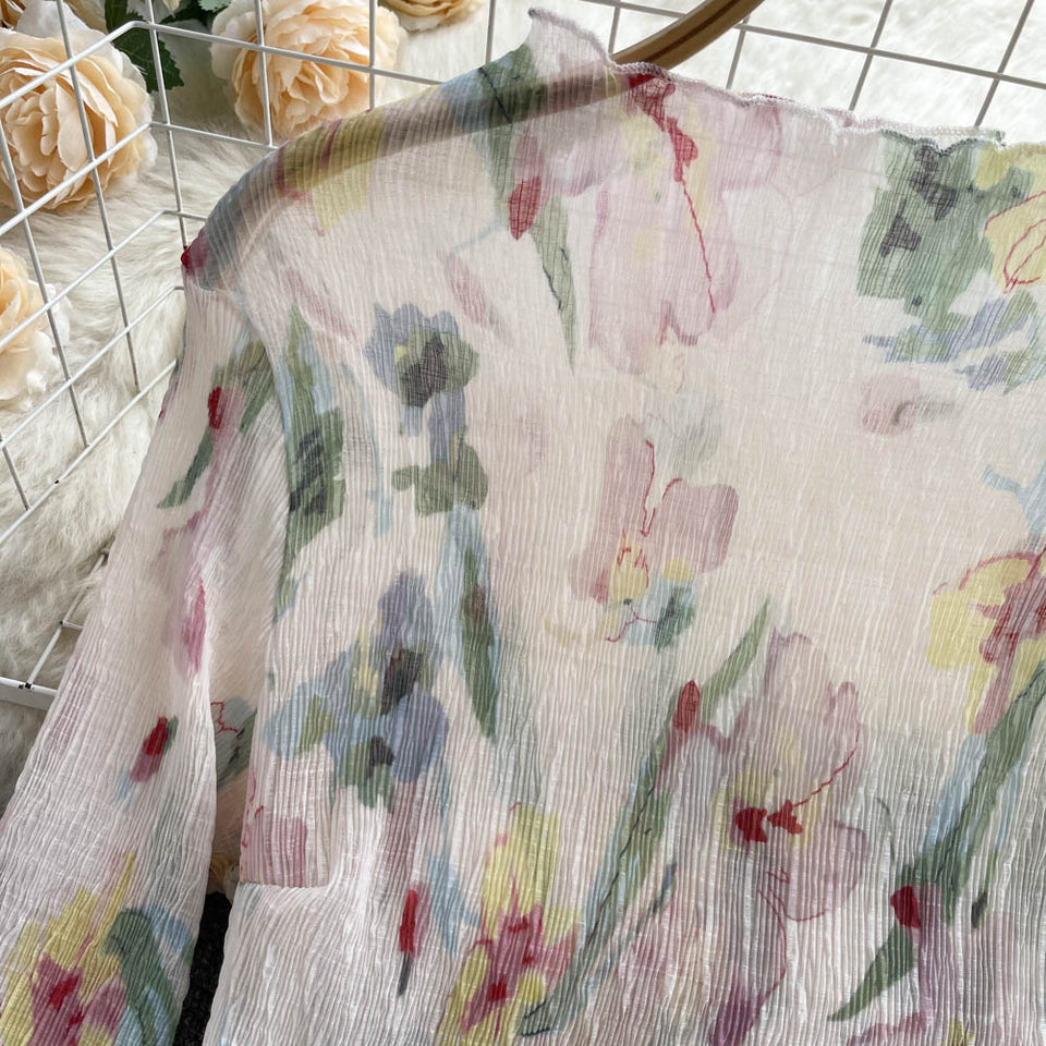 Şık Desenli Çiçekli Güneş Koruma Üstü