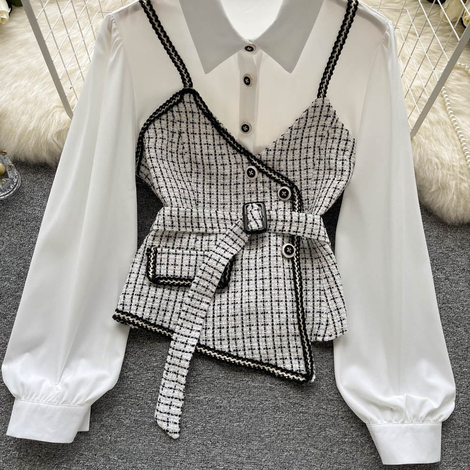 Çizgili Panelli Uzun Kollu Gömlek