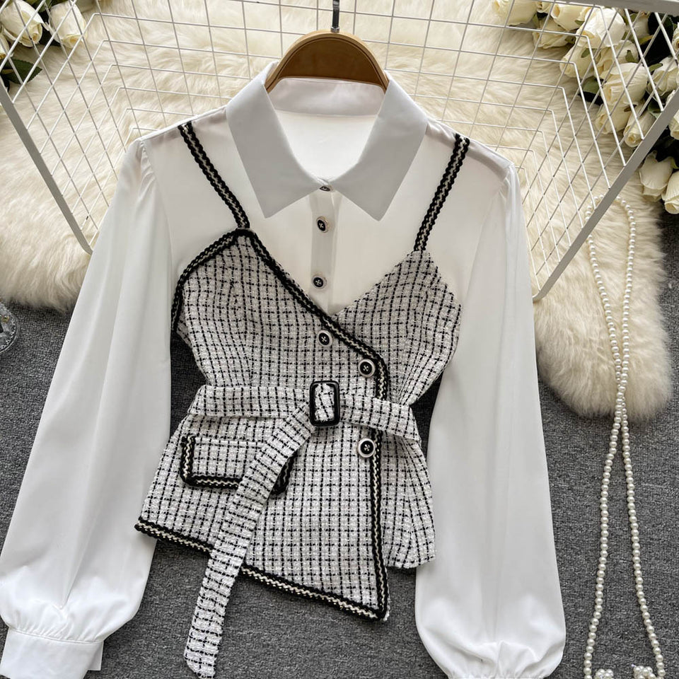 Çizgili Panelli Uzun Kollu Gömlek