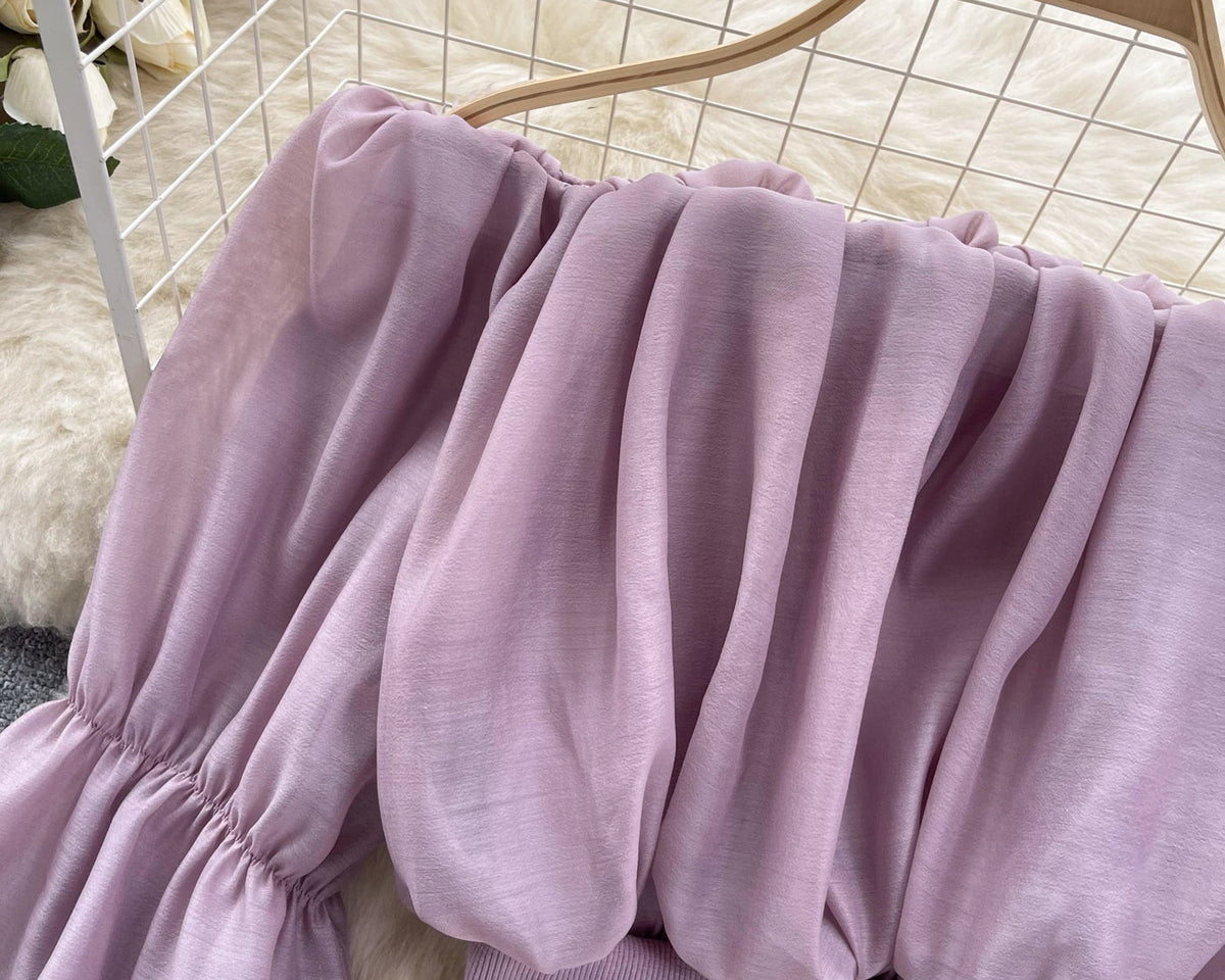 Seksiy Off-shoulder Volanlı Şifon Bluz