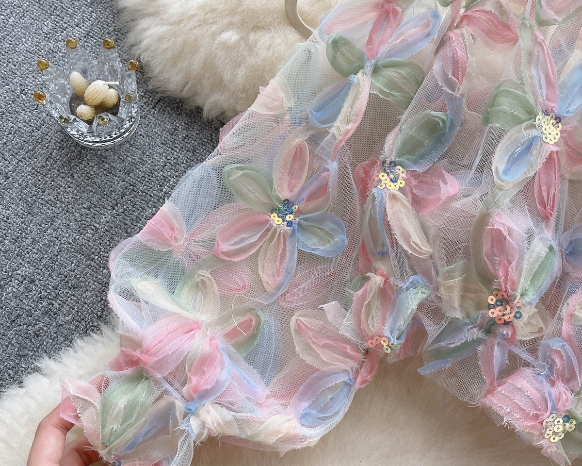 Peri 3D Çiçekli Ağ Üst