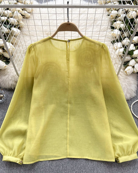 3D Çiçekli Kabartmalı Kol Gömlek