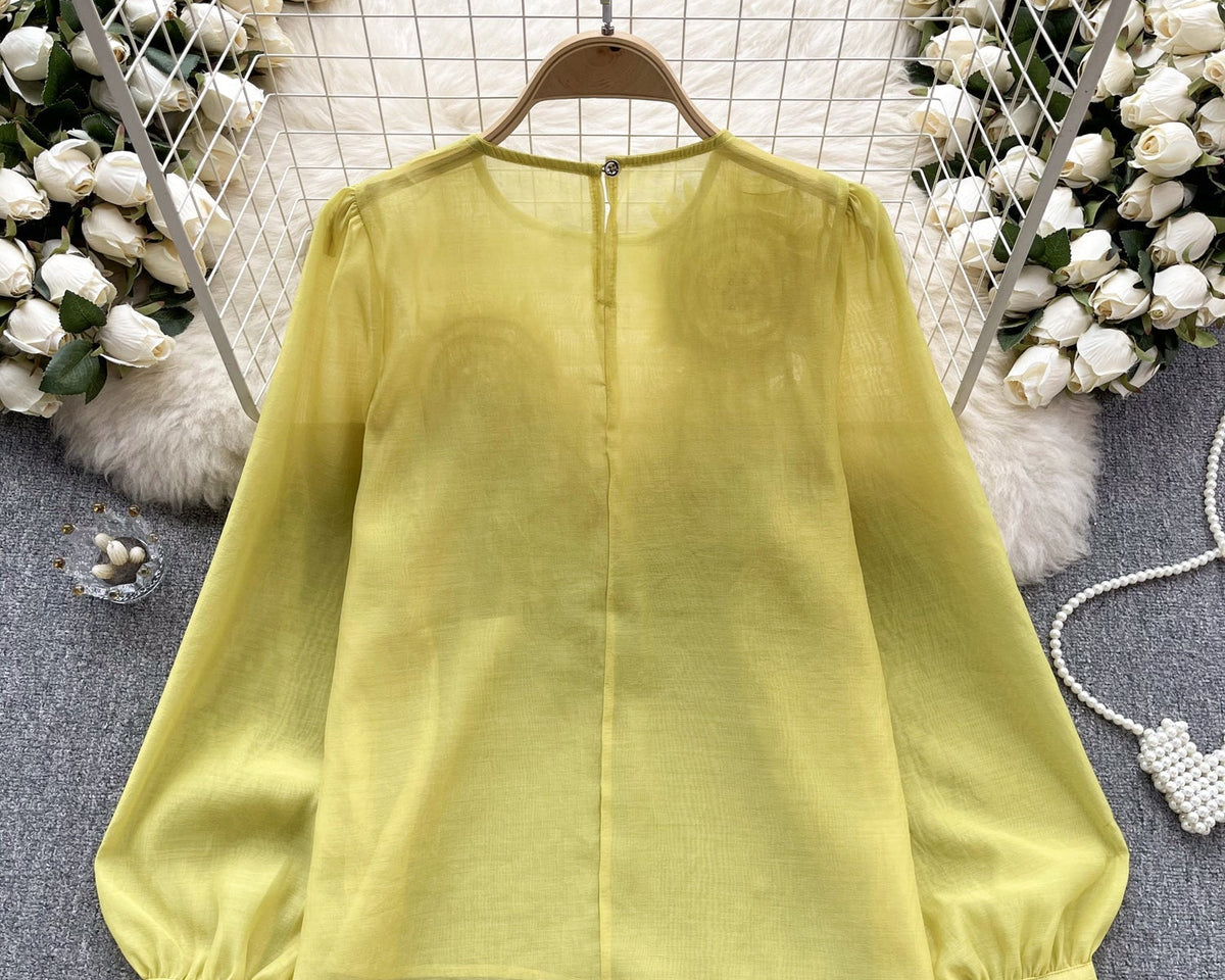 3D Çiçekli Kabartmalı Kol Gömlek