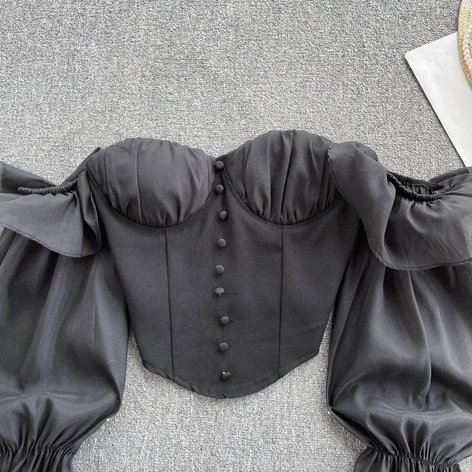 Askısız Şifon Uzun Kollu Üst