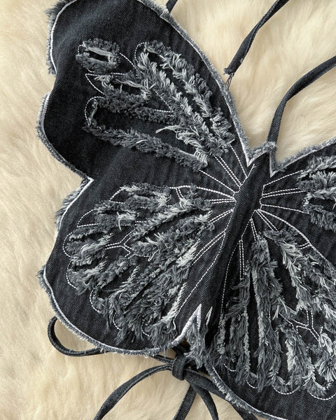 3D Kelebek Askılı Sırt Açık Üst