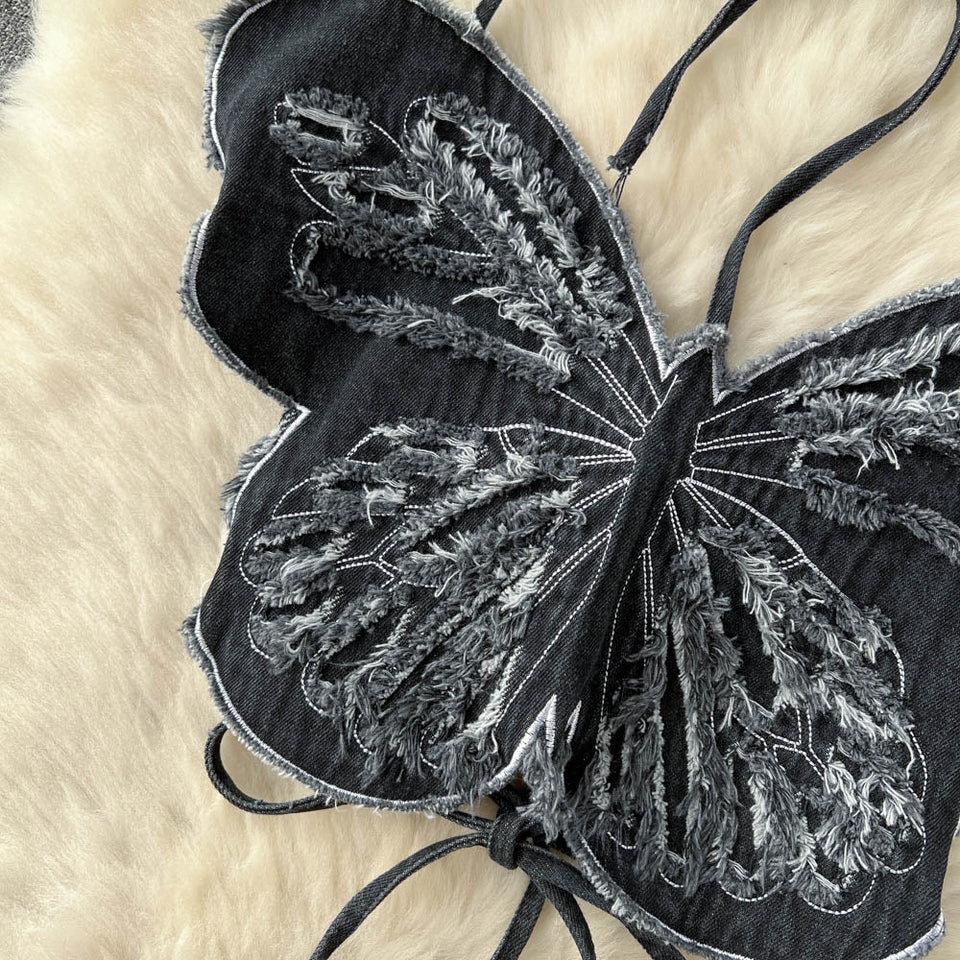 3D Kelebek Askılı Sırt Açık Üst