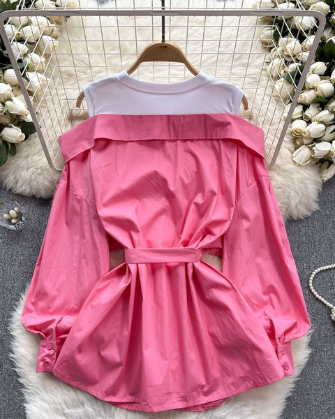 Niş Yapay İki Parça Patchwork Üst