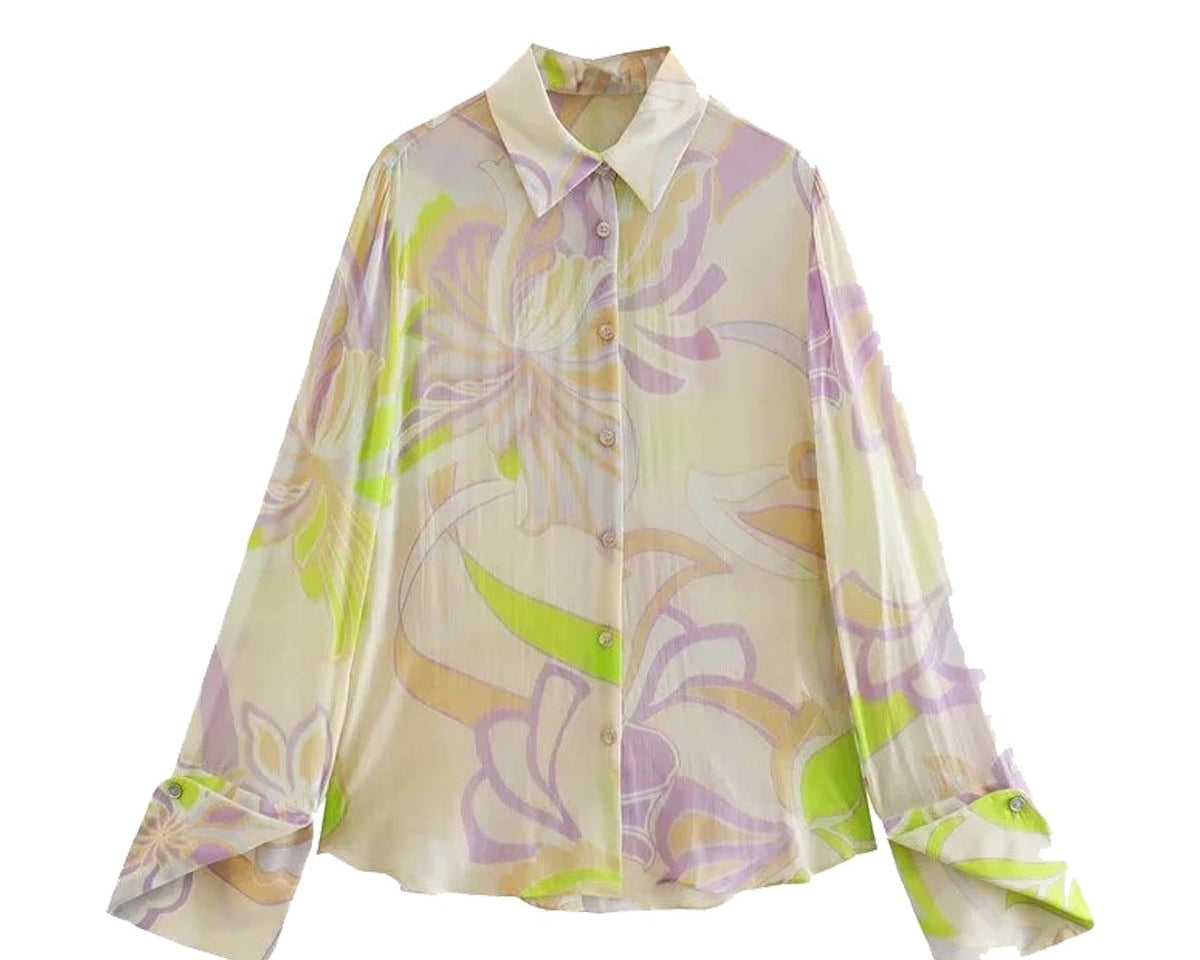 Akış Baskılı Bluz Seti