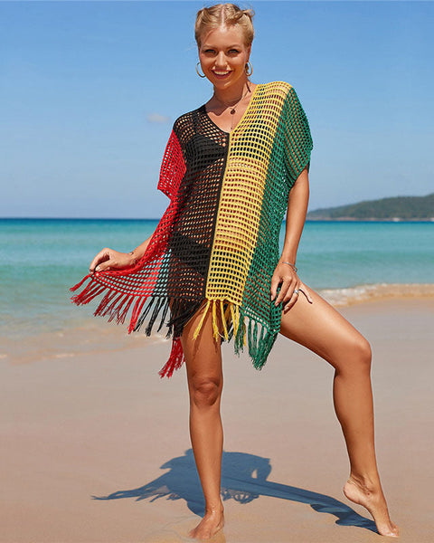 Bellachicha  Şık Örgü Renkli Plaj Bluzu