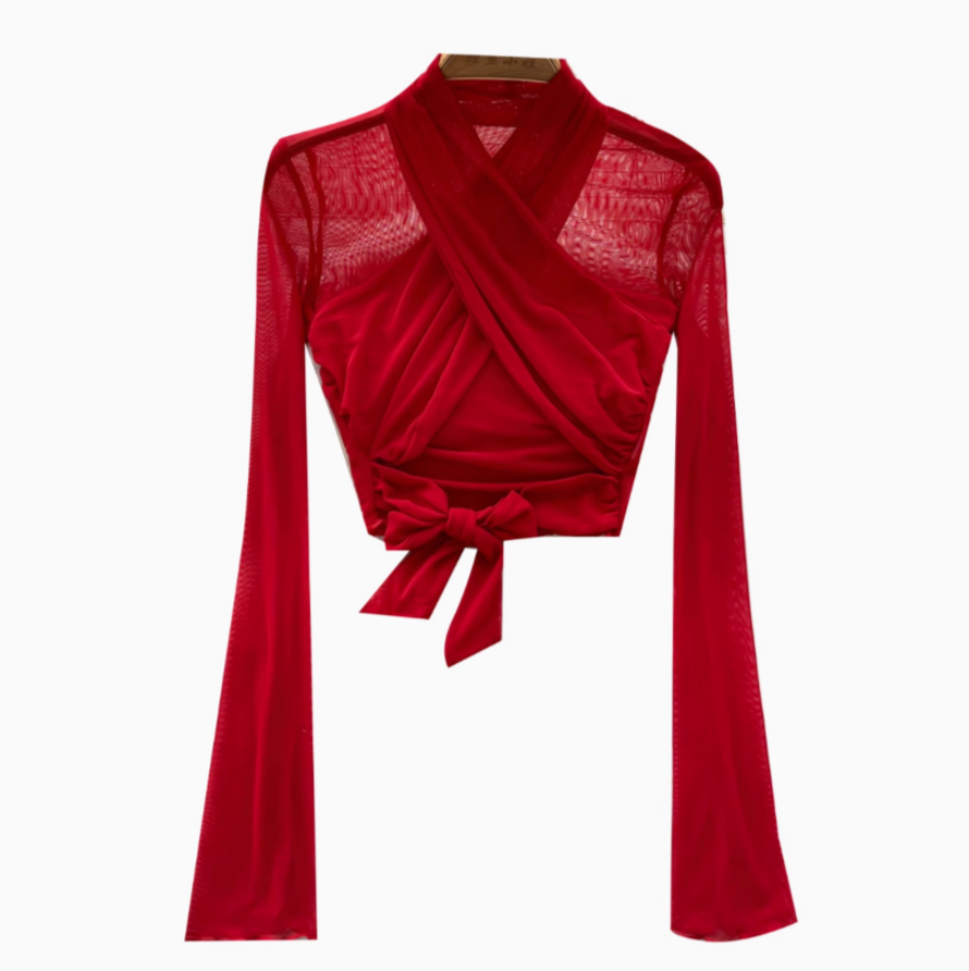 Kemer Detaylı Mesh Kısa Üst