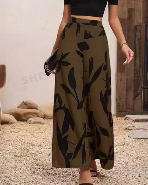 Beyaz Desenli Geniş Pantolonlar | Emma