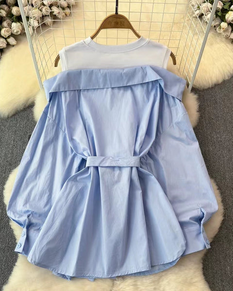 Niş Yapay İki Parça Patchwork Üst