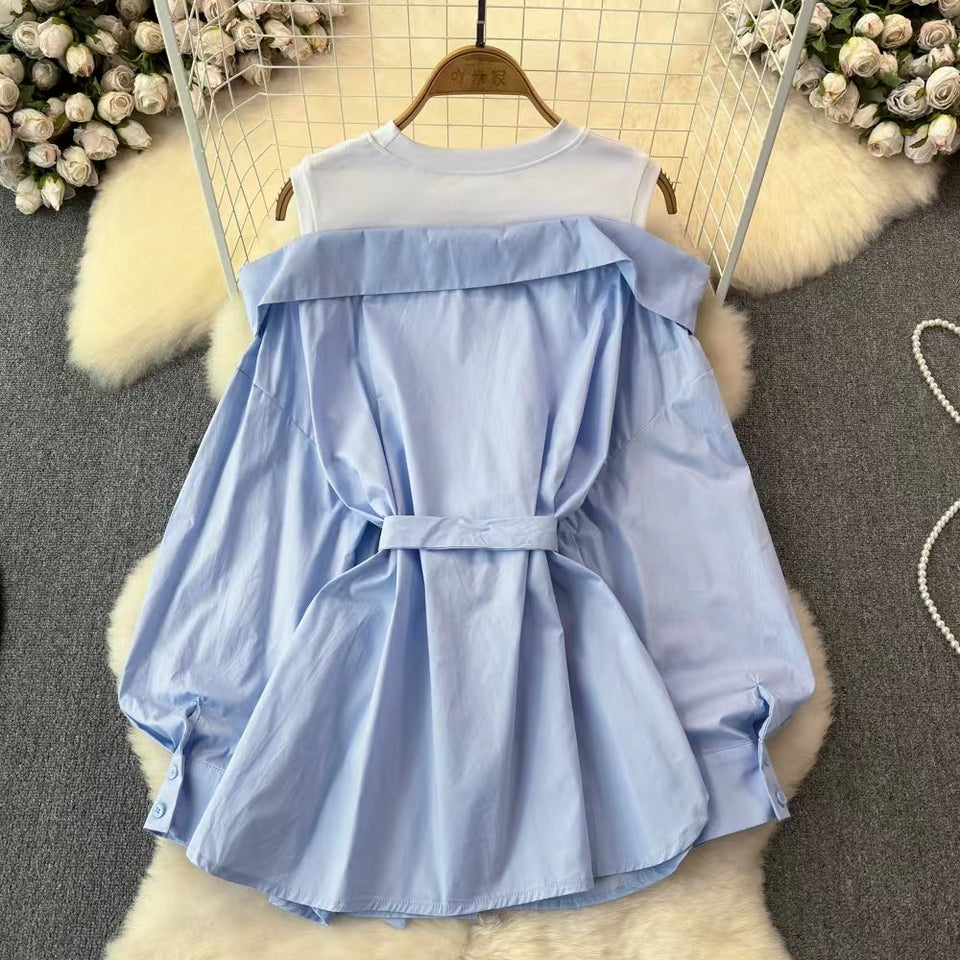 Niş Yapay İki Parça Patchwork Üst