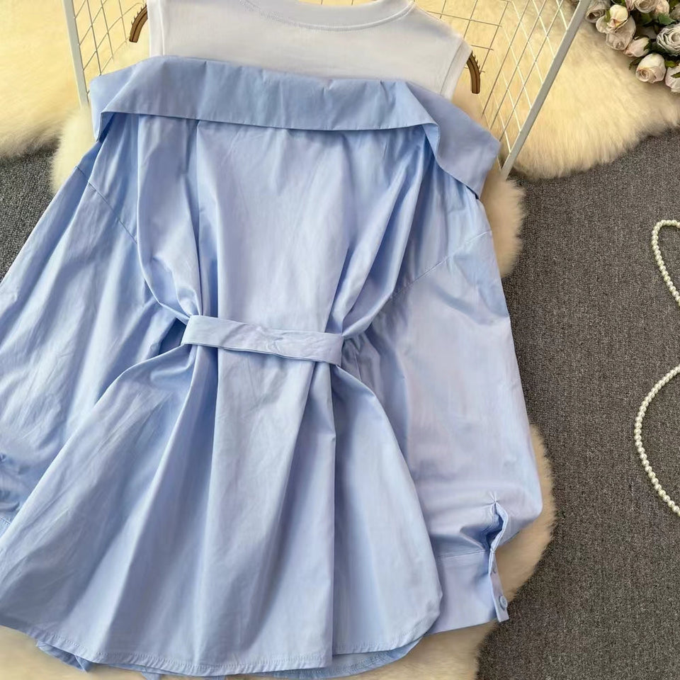 Niş Yapay İki Parça Patchwork Üst