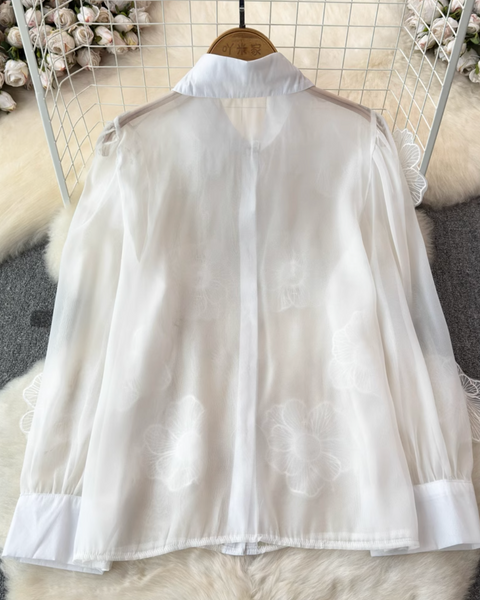 Niş Boncuklu Çiçek Nakışlı Gömlek