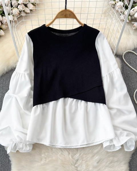 Sahte İki Parça Renk Bloklama Üst