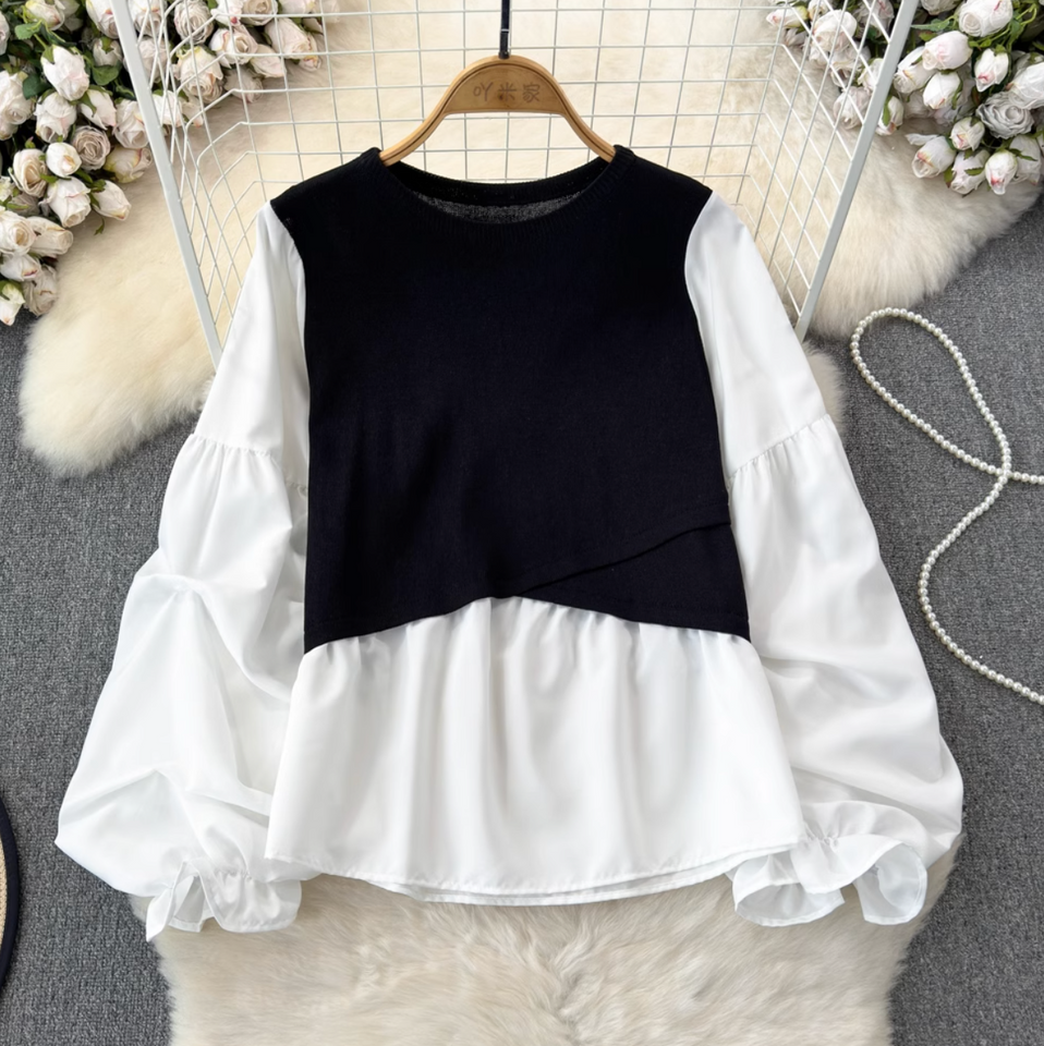 Sahte İki Parça Renk Bloklama Üst