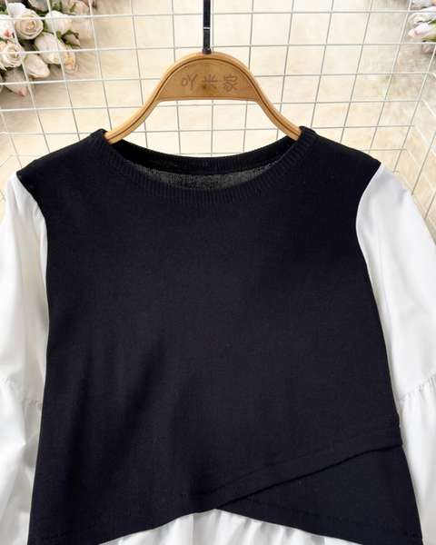 Sahte İki Parça Renk Bloklama Üst