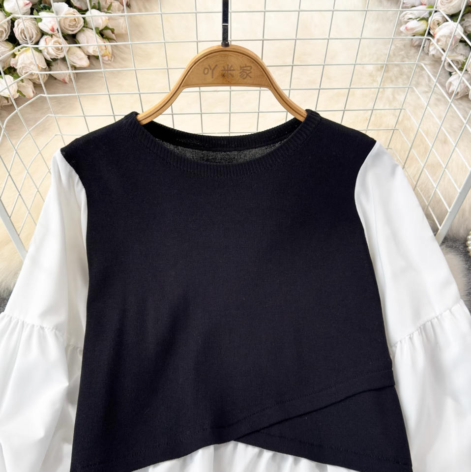 Sahte İki Parça Renk Bloklama Üst