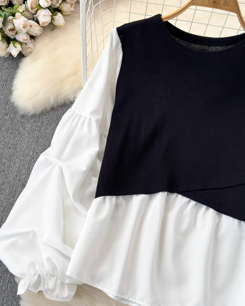 Sahte İki Parça Renk Bloklama Üst