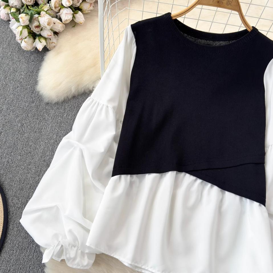 Sahte İki Parça Renk Bloklama Üst