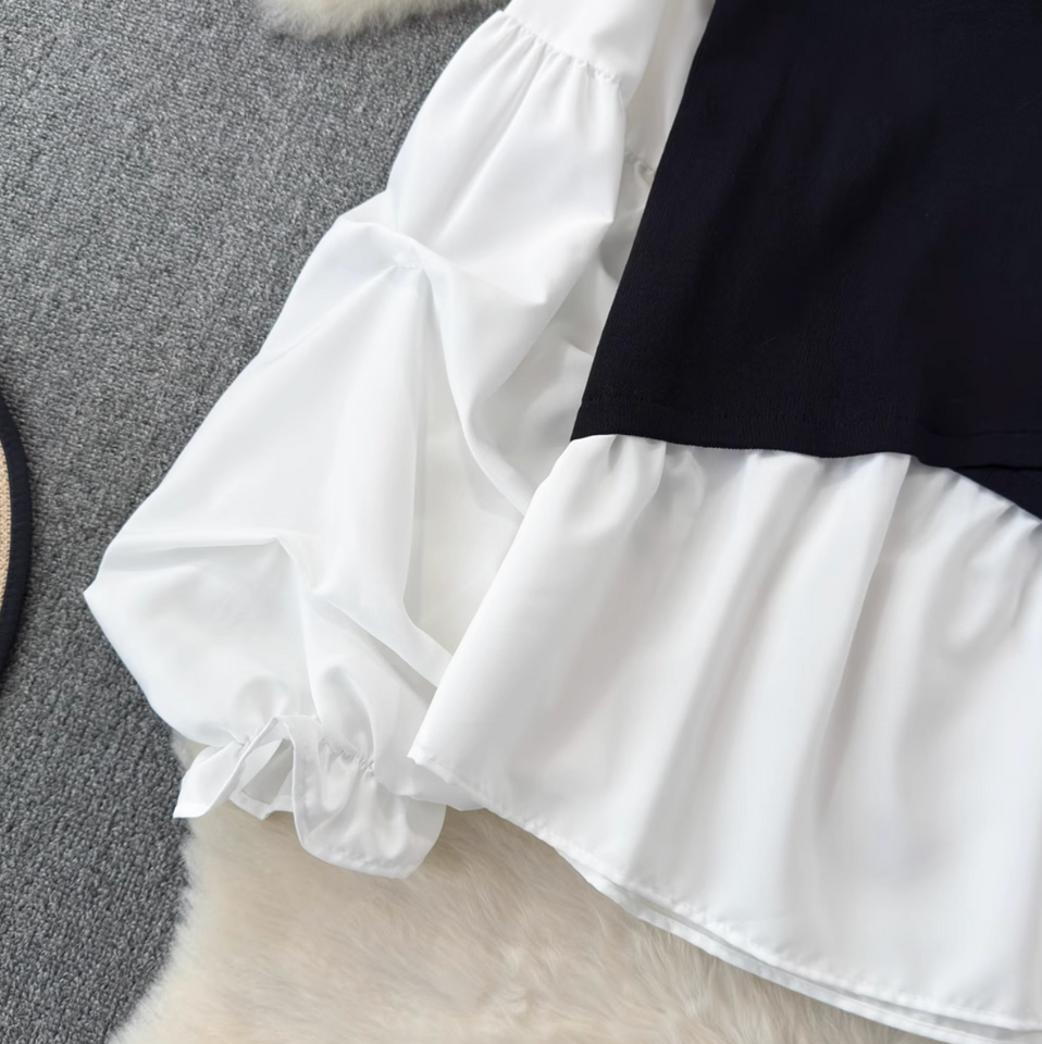 Sahte İki Parça Renk Bloklama Üst