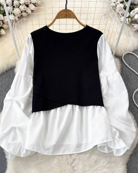 Sahte İki Parça Renk Bloklama Üst