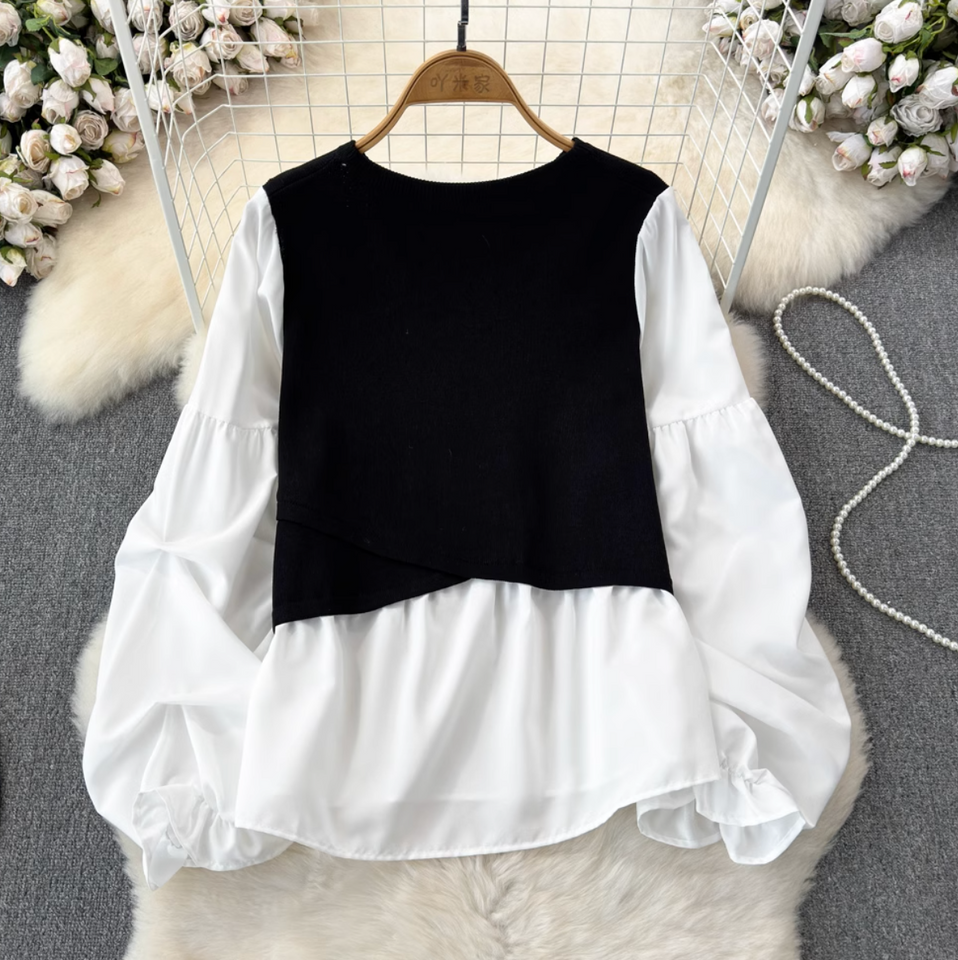 Sahte İki Parça Renk Bloklama Üst