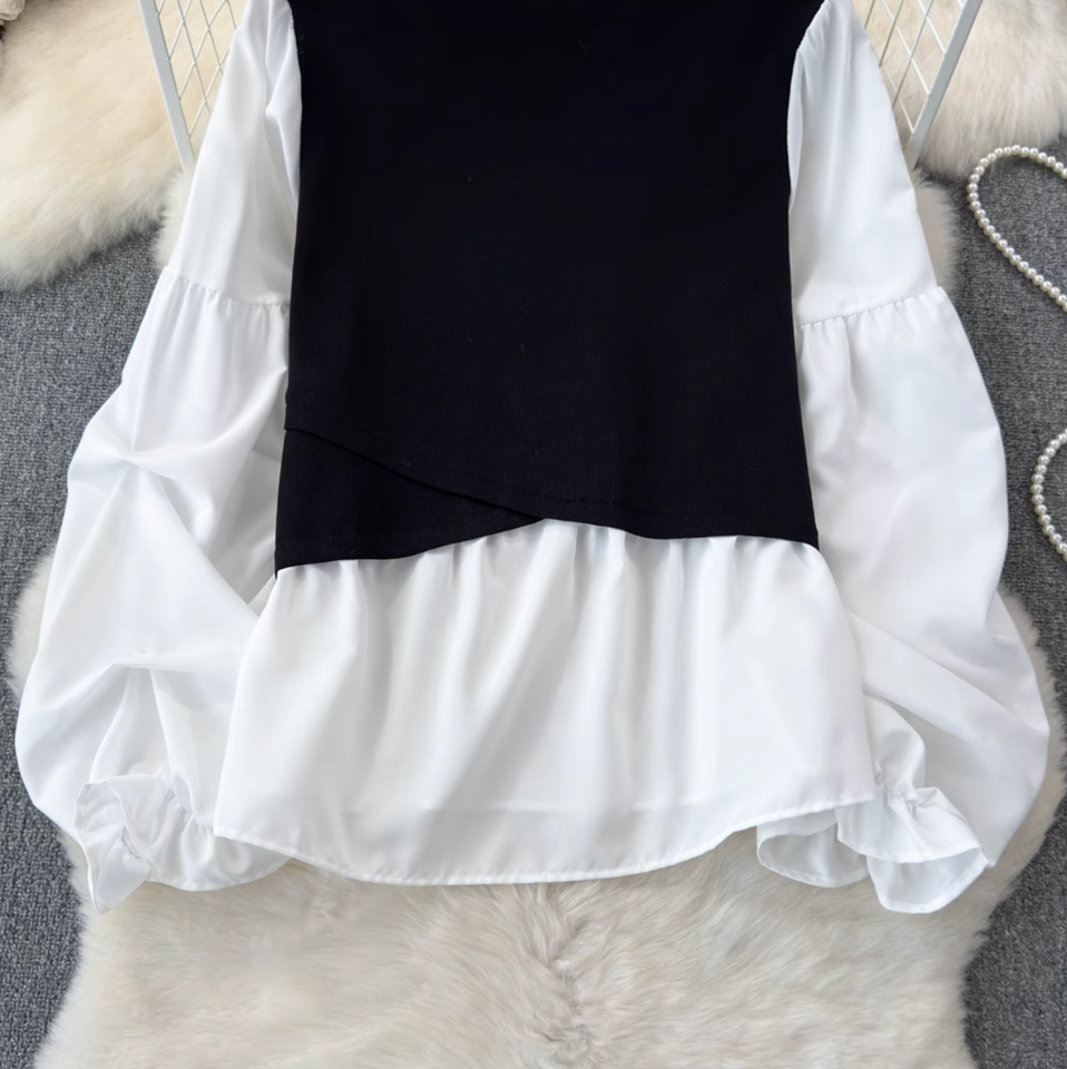 Sahte İki Parça Renk Bloklama Üst