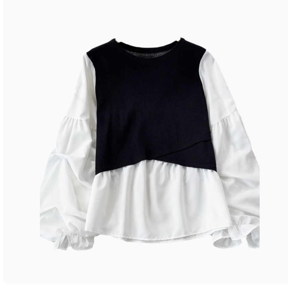 Sahte İki Parça Renk Bloklama Üst