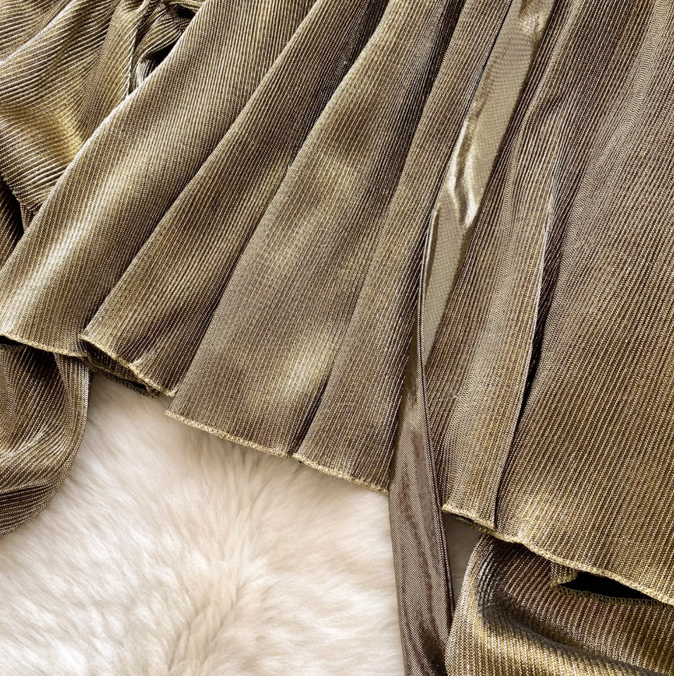 Choker ile Metal Renk Off-shoulder Gömlek