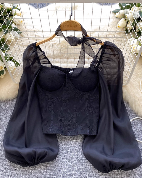 Dantel Patchwork Üstü ile File Choker