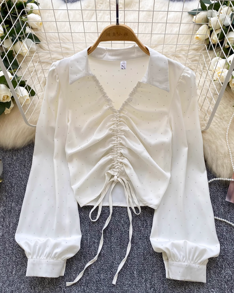 Niş Çekmeli Rhinestone Boncuklu Gömlek