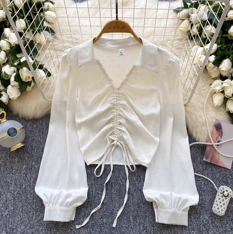 Niş Çekmeli Rhinestone Boncuklu Gömlek