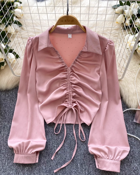 Niş Çekmeli Rhinestone Boncuklu Gömlek