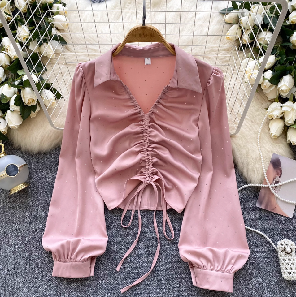 Niş Çekmeli Rhinestone Boncuklu Gömlek