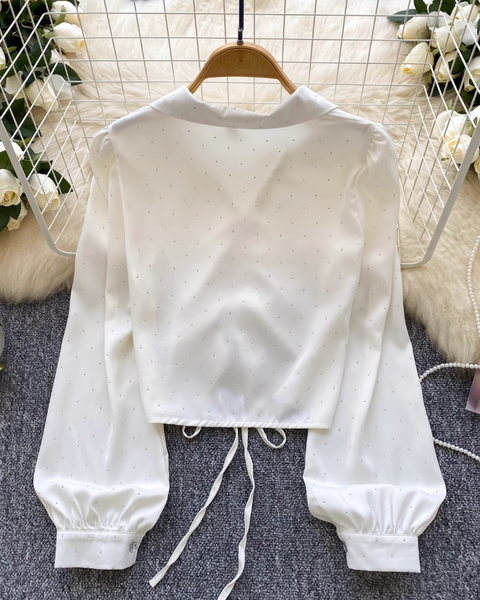 Niş Çekmeli Rhinestone Boncuklu Gömlek