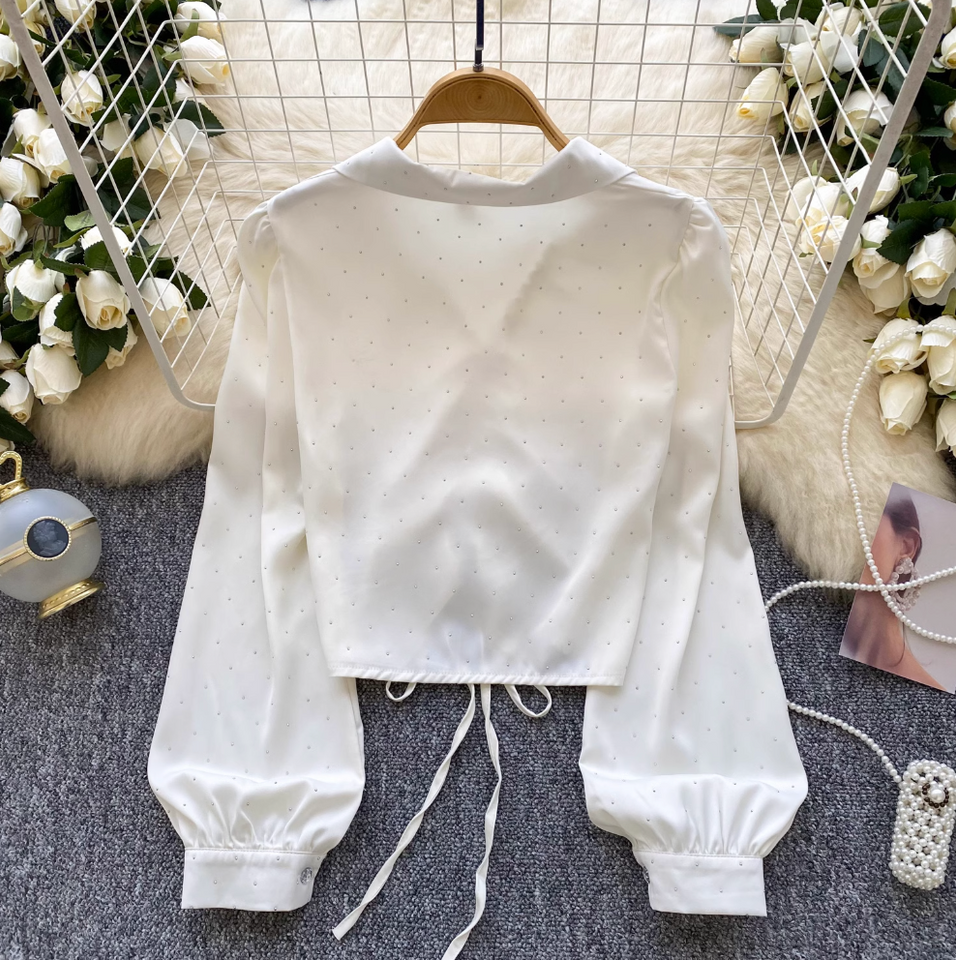 Niş Çekmeli Rhinestone Boncuklu Gömlek