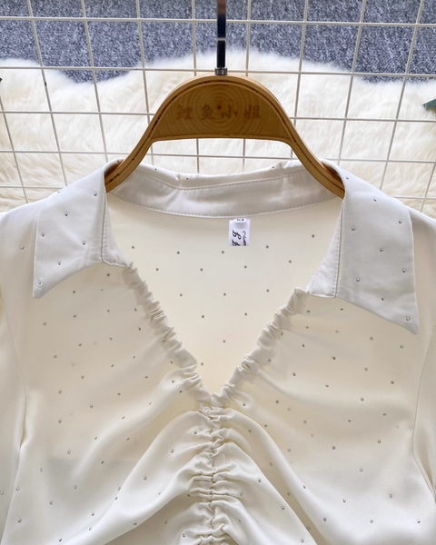 Niş Çekmeli Rhinestone Boncuklu Gömlek