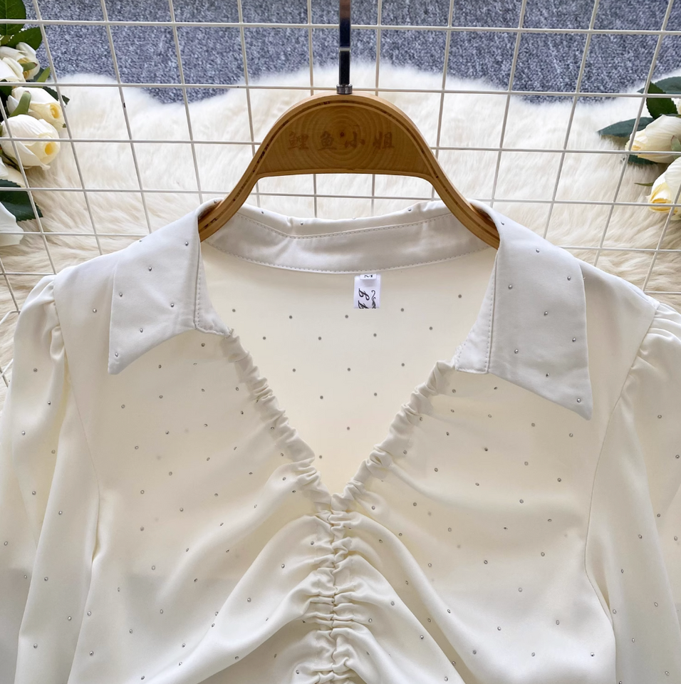 Niş Çekmeli Rhinestone Boncuklu Gömlek