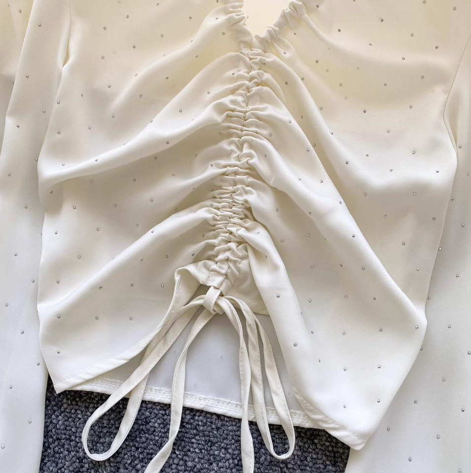 Niş Çekmeli Rhinestone Boncuklu Gömlek