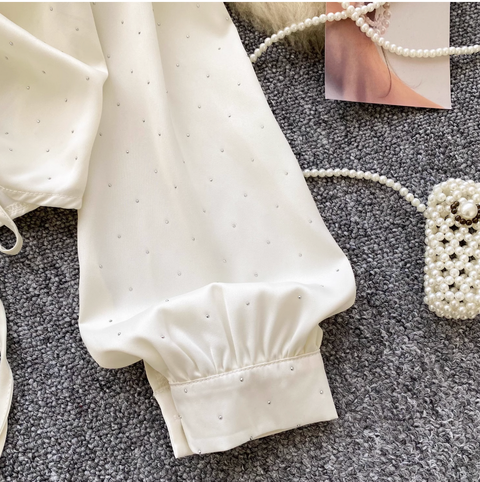 Niş Çekmeli Rhinestone Boncuklu Gömlek