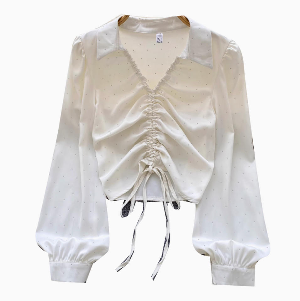 Niş Çekmeli Rhinestone Boncuklu Gömlek