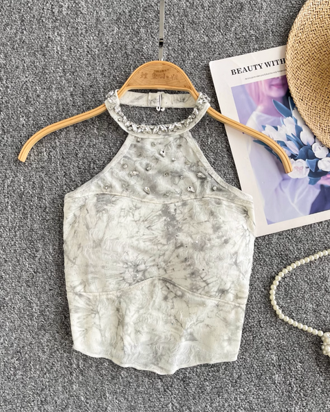 Düzensiz Tasarım Tie-dye Halter Üst