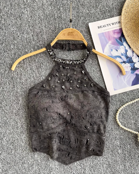 Düzensiz Tasarım Tie-dye Halter Üst