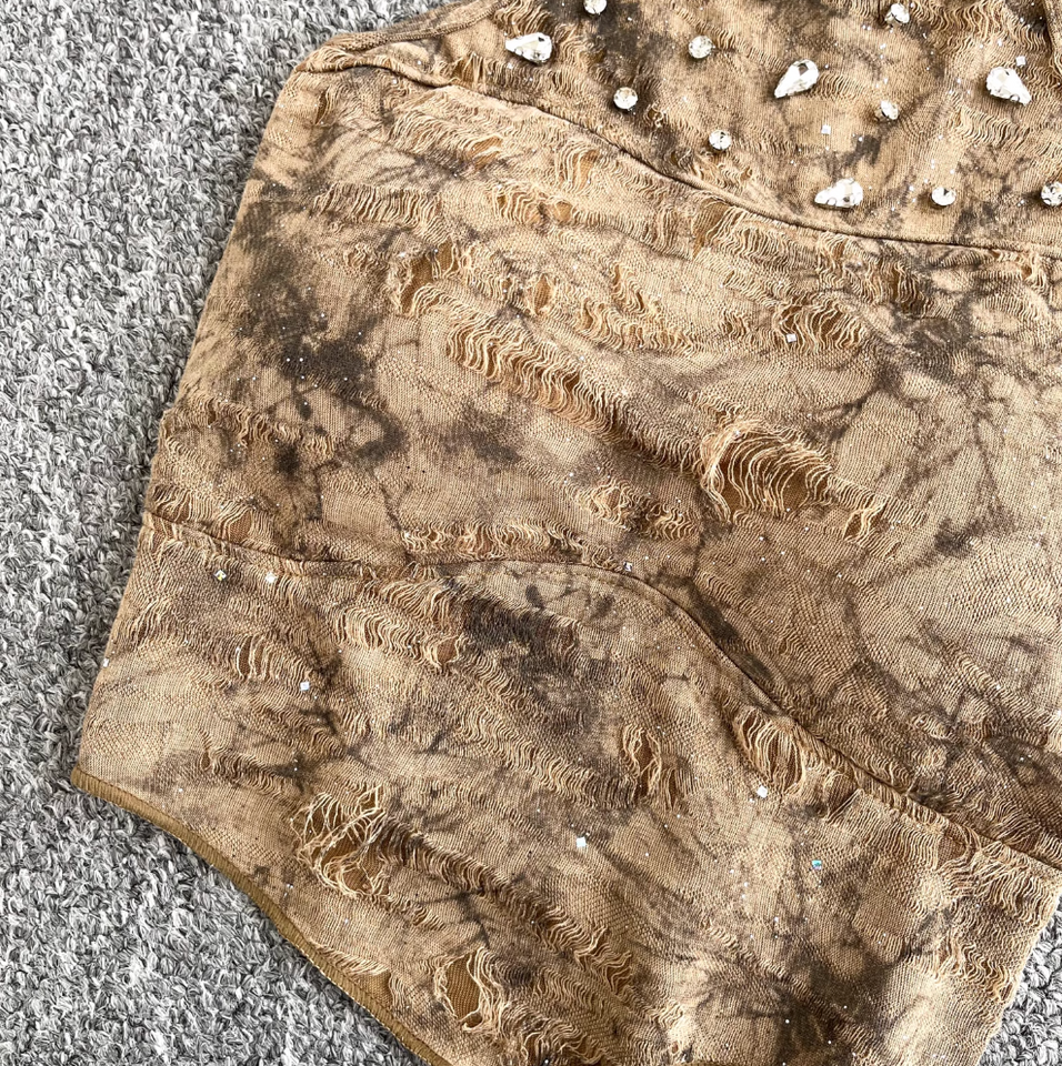 Düzensiz Tasarım Tie-dye Halter Üst