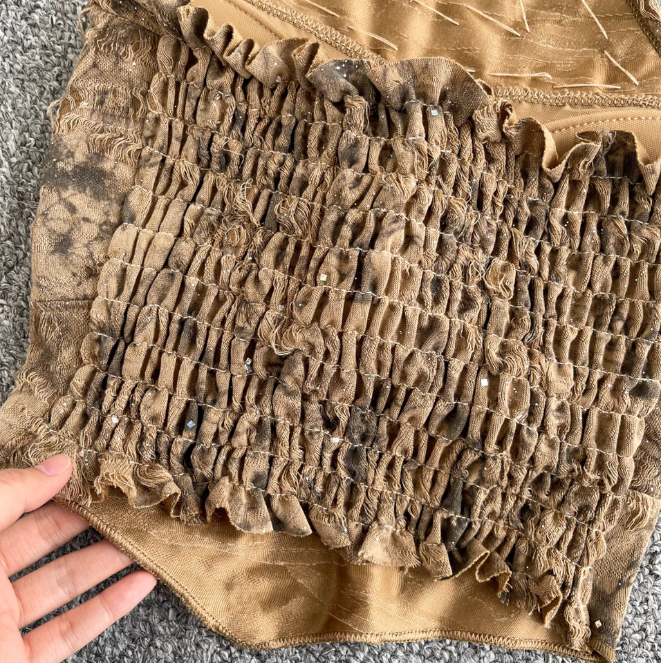 Düzensiz Tasarım Tie-dye Halter Üst