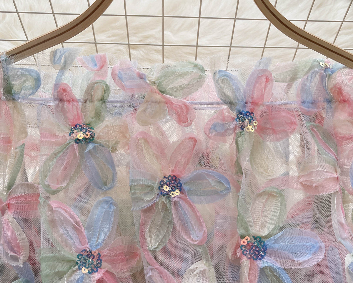 Peri 3D Çiçekli Ağ Üst